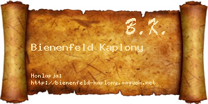 Bienenfeld Kaplony névjegykártya